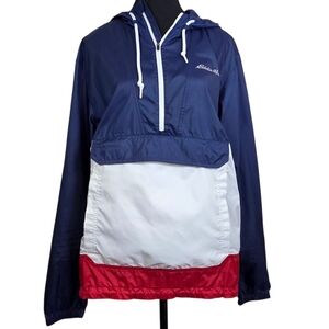 Eddie Bauer Men's Navy, White, and Red Windbreaker Size Med
